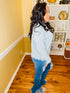 Blue grey Cut me off sweater | mock neck sweater